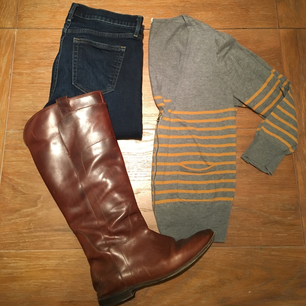 ‼️sale J. Crew mustard and grey striped zip cardi