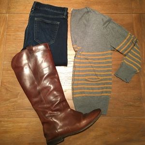 ‼️sale J. Crew mustard and grey striped zip cardi