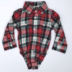 Flannel button up onesie