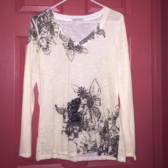 Coldwater Creek Flower Long Sleeve Shirt