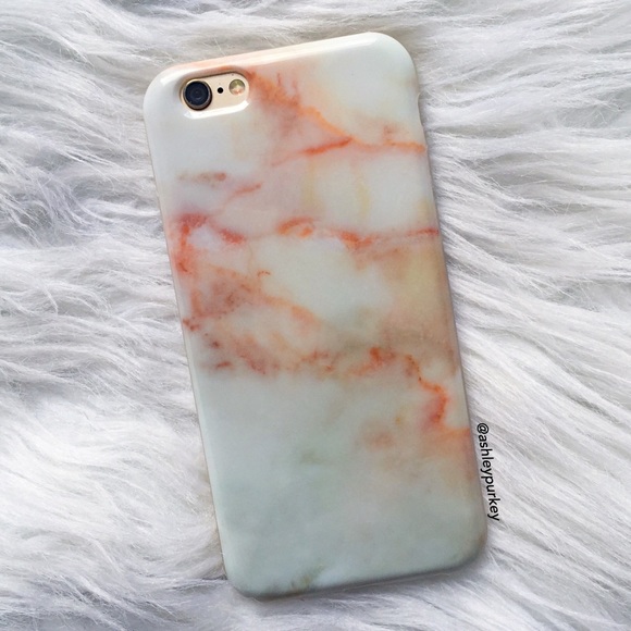 B-Long Boutique  Accessories - pastel orange green marble iPhone 7 case