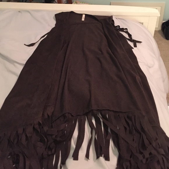 Brown fringe vest