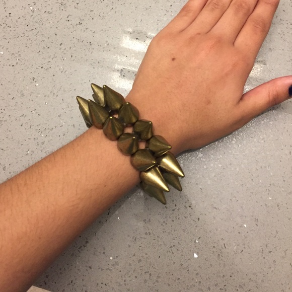 Double Spike bronze stretch Bracelet - Picture 2 of 3