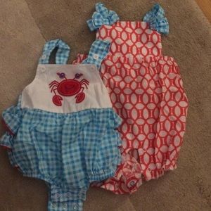 Like-new beachy newborn bubble rompers