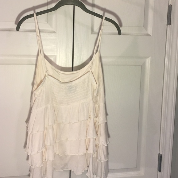 Ivory Ruffled Spaghetti Strap Top XL - Picture 2 of 3