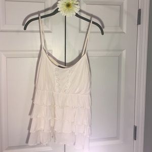 Ivory Ruffled Spaghetti Strap Top XL