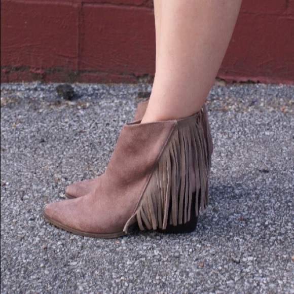 Faux Suede Fringe Boots