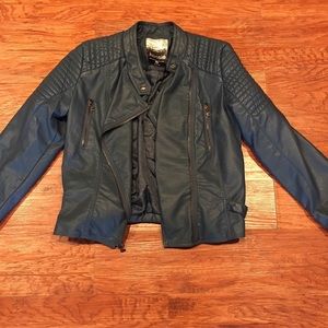 Kensie Blue Faux Leather Jacket