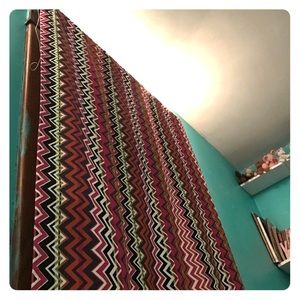 2 full length chevron curtains.