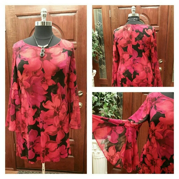 Red and Black Floral Dress (Never Worn) - Picture 1 of 1