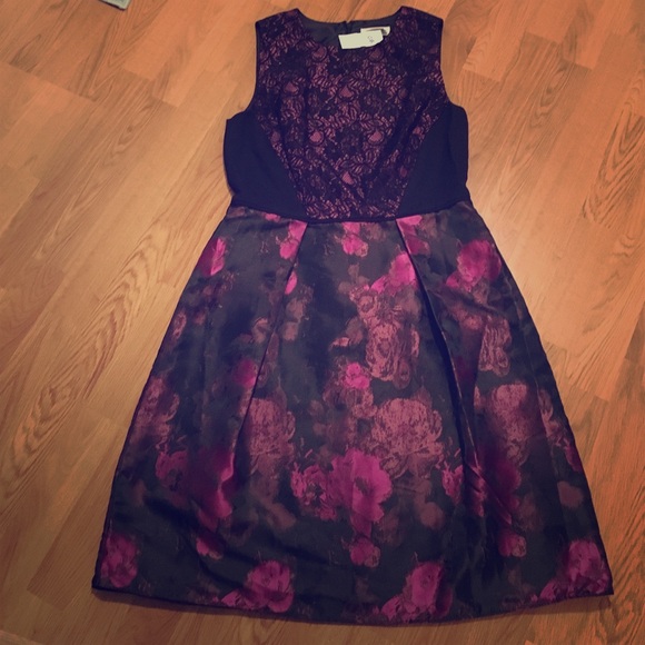 Stunning NWOT purple and black lace detail dress