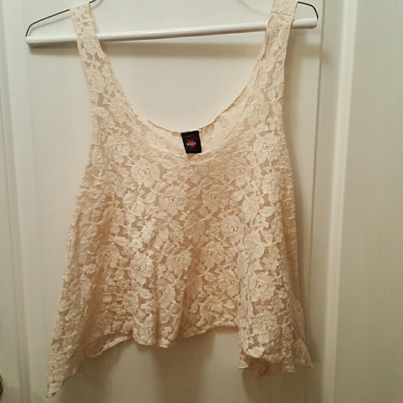 Cream Lace Crop Top