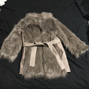 Belted Faux Fur Coat
