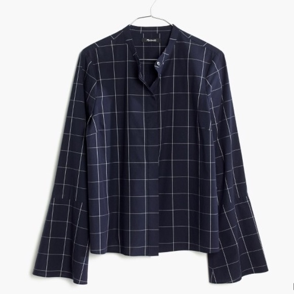 Madewell bell-sleeved windowpane button up
