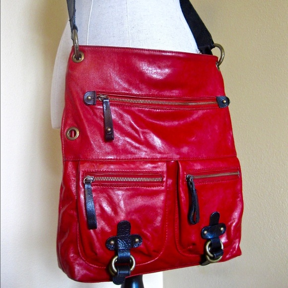 Tano Red Leather Convertible Crossbody VGUC