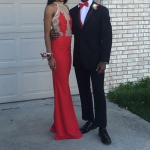 Red Sheer Prom Dress