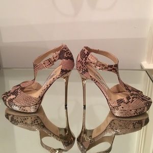 Jimmy Choo t-strap snakeskin stiletto