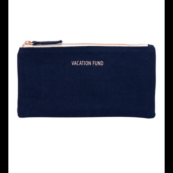 "VACATION FUND" LINEN BLEND COSMETIC CASE/WALLET