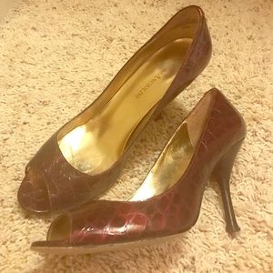 Maroon Peep Toe Pumps