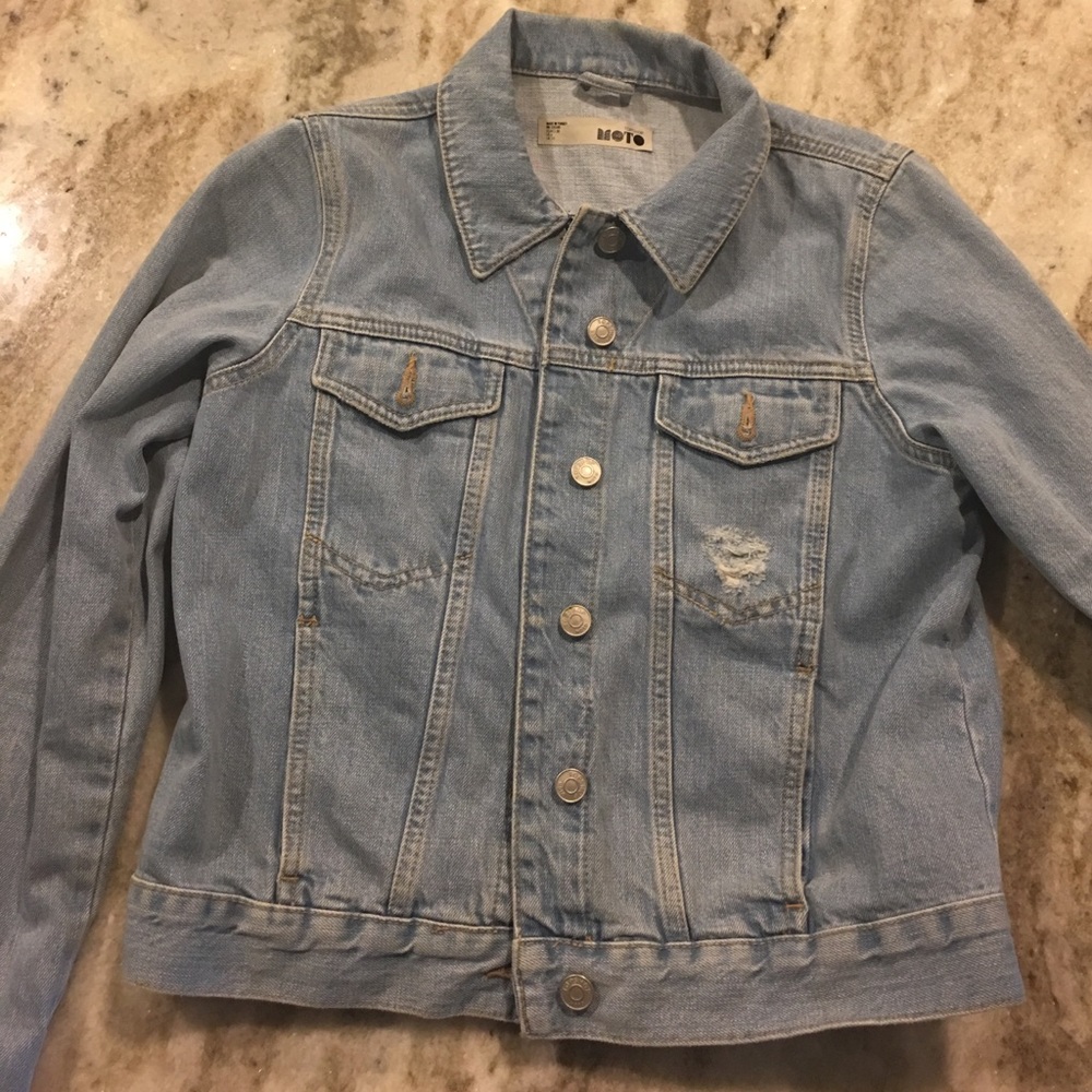 Topshop moto Tilda denim distressed jacket