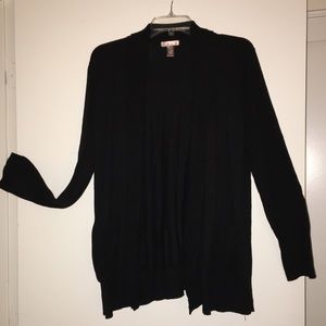 Black open cardigan