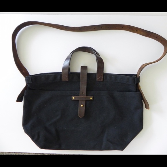 peg & awl black waxed canvas tote