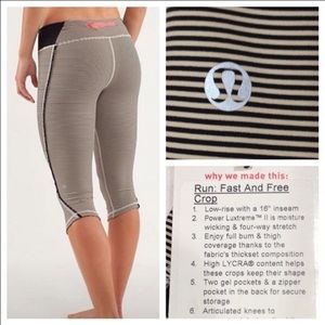 ⛔️SOLD⛔️ Lululemon Run Fast And Free Crop sz 4