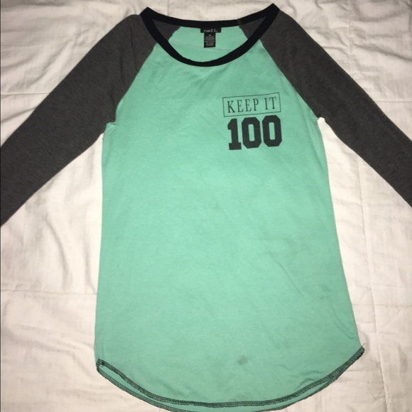 "Keep it 100" baseball tee