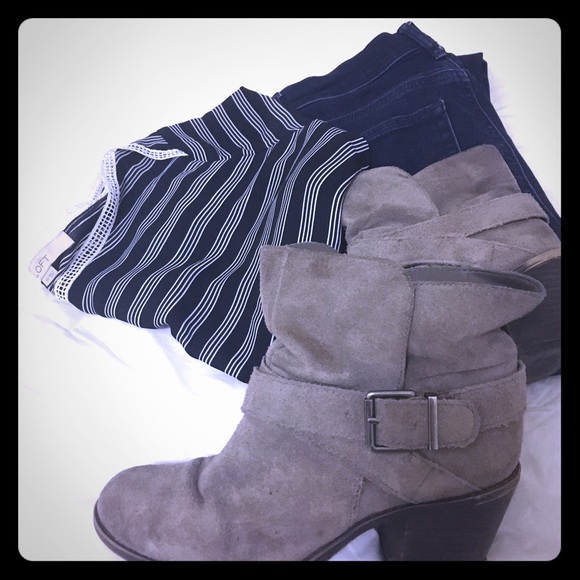 Grey Suede Booties