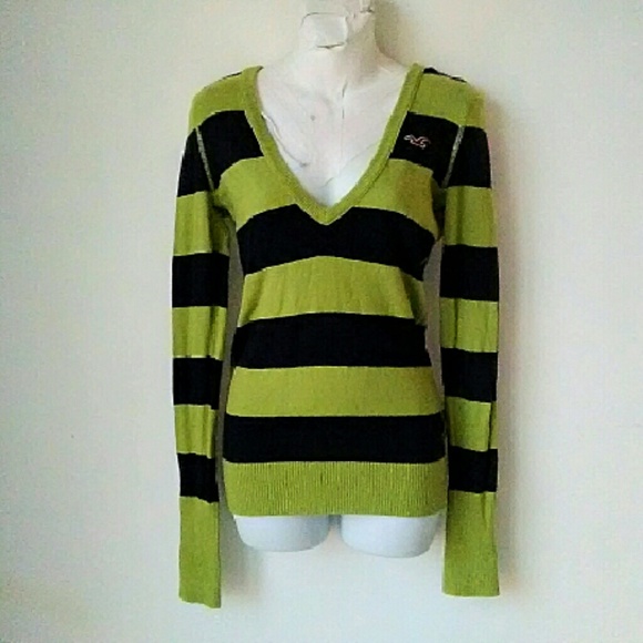 Hollister Sweaters - Hollister Vneck Striped Sweater