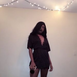 Missguided Satin and Lace Deep V Wrap Dress