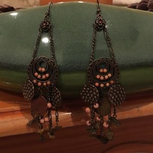 Gorgeous bronze tone dangle earrings