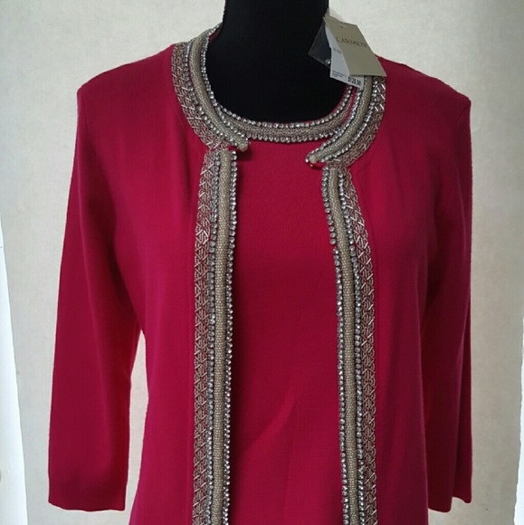 Carmen Marc Beaded  Scoopneck Blouse & Jacket - Picture 1 of 4