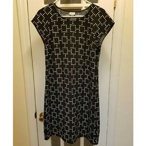 Black printed crepe shift dress