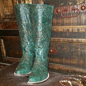 Johnny Ringo Turquoise studded boots *SALE*