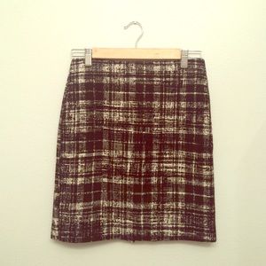 Ann Taylor wool blend plaid lined pencil skirt