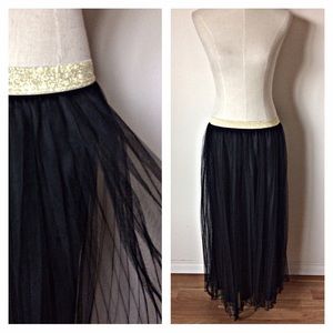 LC Lauren Conrad Black Sheer Netting Maxi Skirt