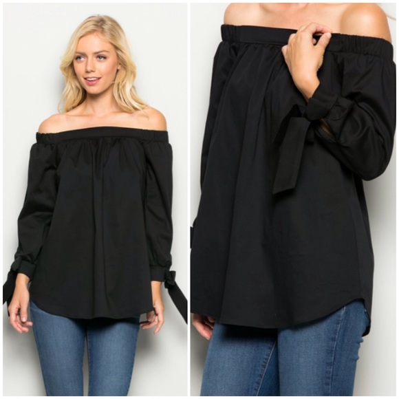 Black Off The Shoulder Top - Picture 2 of 5