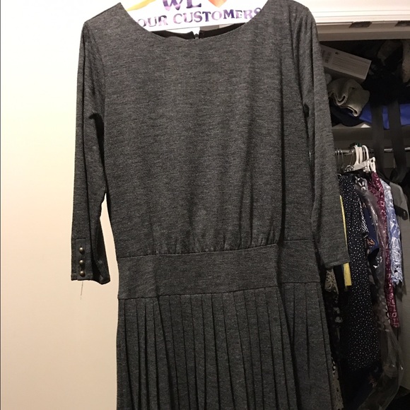 REDUCED: LOFT Gray Pleated Dress
