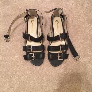 Candela NYC Black Leather Sandals