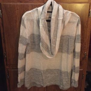 Free People cowl neck sweater large gray & white
