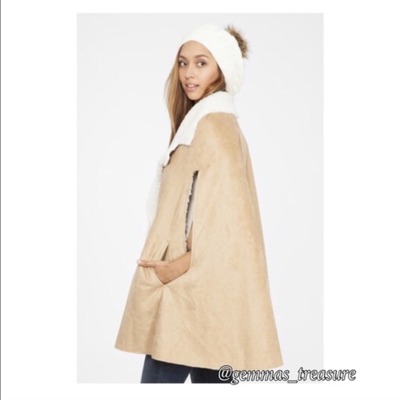 |FINAL CLEARANCE | Faux Sherpa and Suede Cape | - Picture 3 of 4