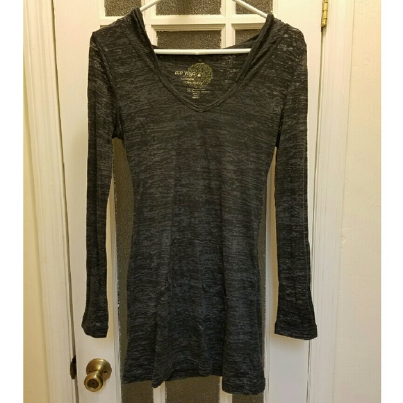 Grey hooded burnout tunic