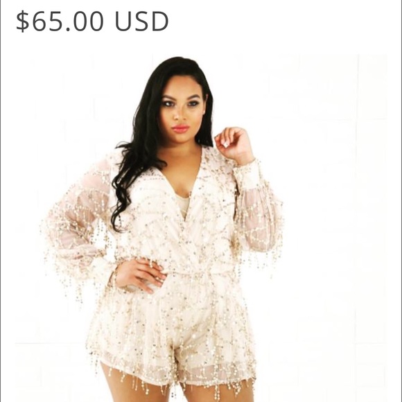 Plus Size Sequin Dangle Romper