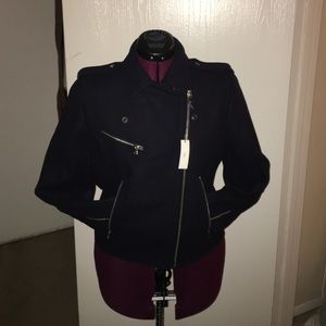 GAP Moto Wool Coat, Navy, Size L