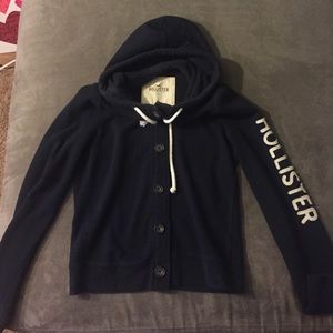 Hollister navy blue buttoned sweatshirt