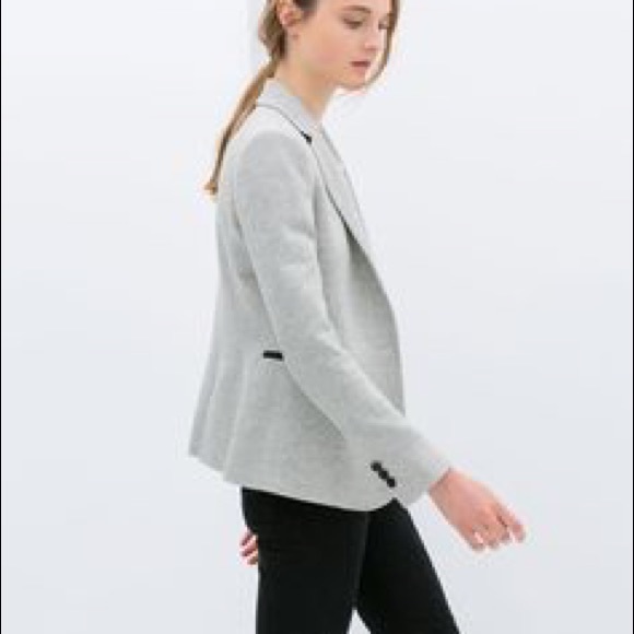 ZARA Velour Blazer with Faux Leather Details - Picture 3 of 3