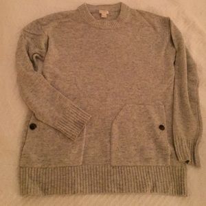 JCrew Factory grey front pocket tunic sweater