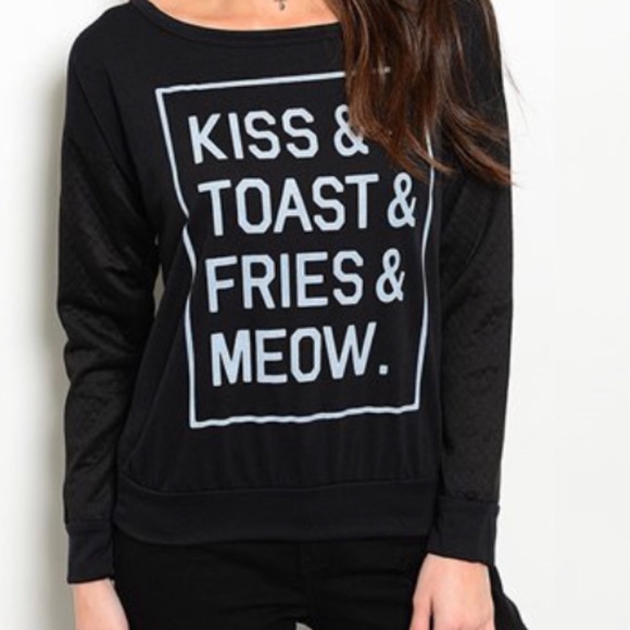 Tops - S-L Kiss, toast, fries & meow tee