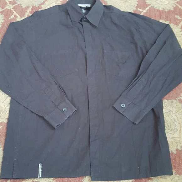 Roca wear black button down dress shirt